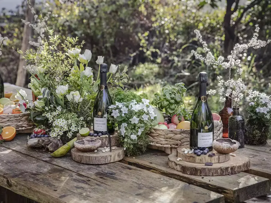 Bollinger Grande Année 2015 with flowers