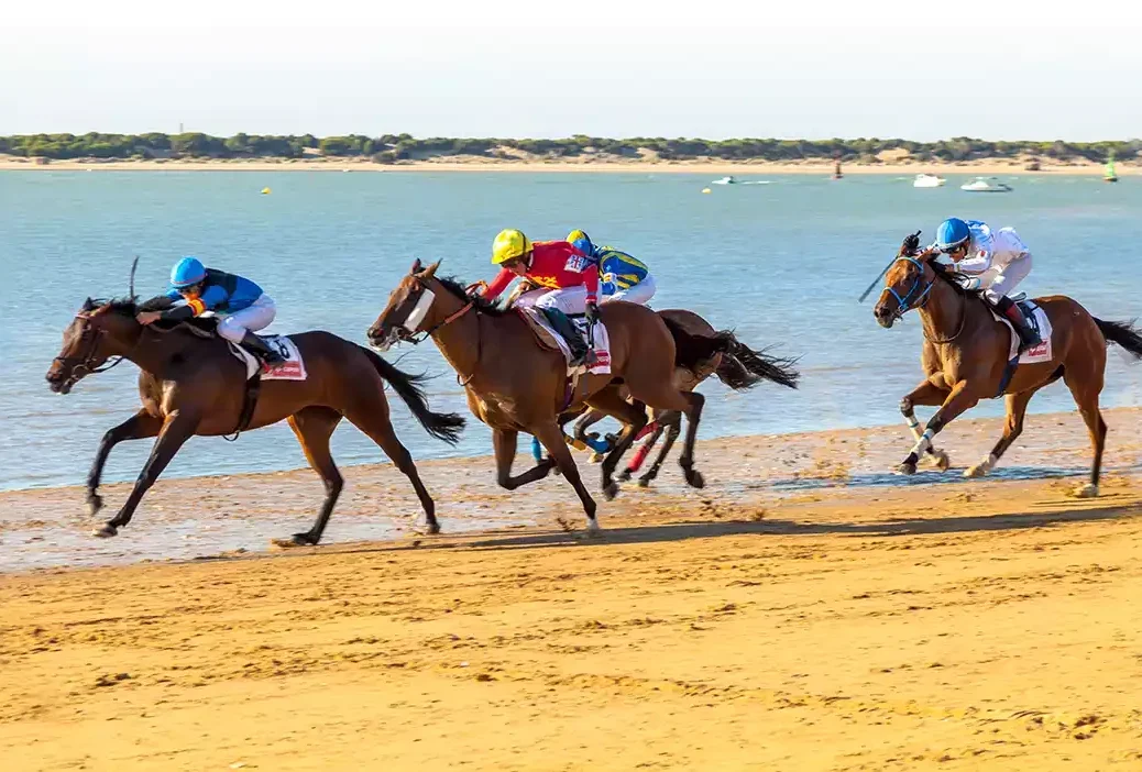 Horses racing on the beach in Sanlucar